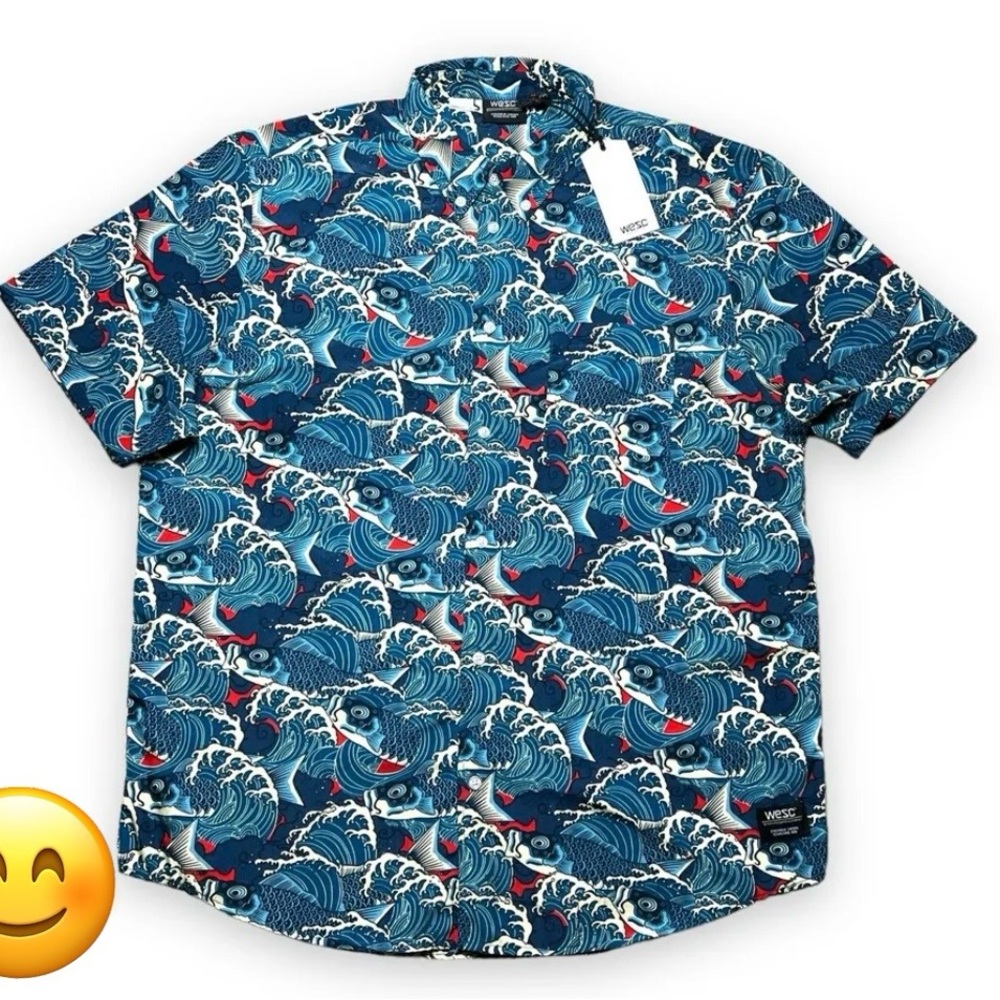 WESC Oden Koi AOP Shirt Men’s Size M